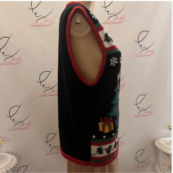 Kathy Lee. Size Medium. Christmas Sweater Vest. Ramie Cotton. Applique. B56 - Picture 4 of 7